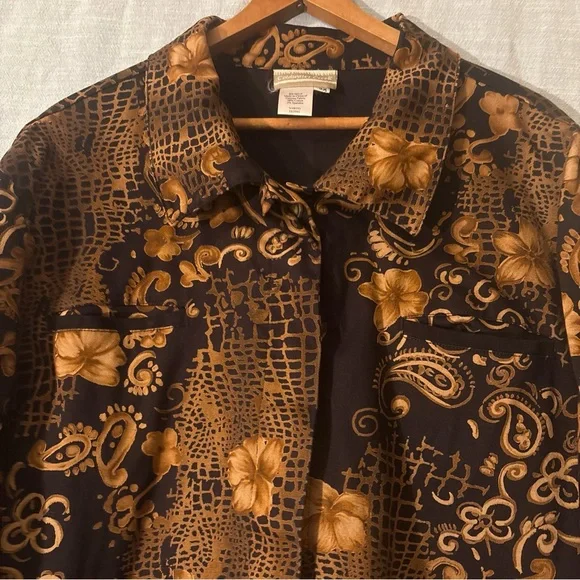 Coldwater Creek Jacket Button Up Long Sleeve Black/Gold Women’s Sz 3X NWOT - Picture 3 of 8